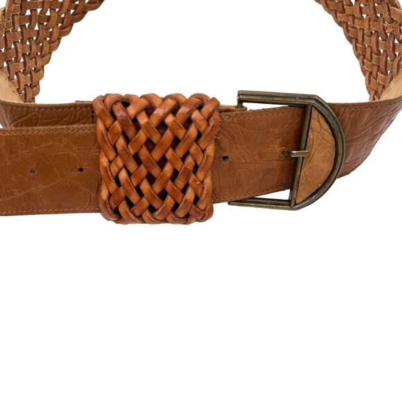 Axe Mode brown woven braided leather boho belt size 32 - Picture 3 of 9